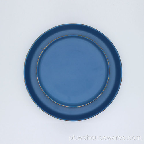 Alta Qualidade 16 Pcs Stoneware cor azul ouro